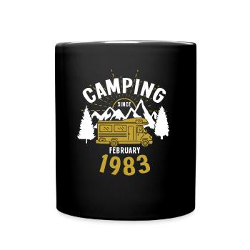 Anniversaire: Camping depuis février 1983 Camping-car - Mug uni - noir - Devant