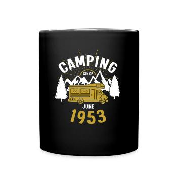 Birthday: Camping since June 1953 Motorhome - Full Colour Mug - black - Front