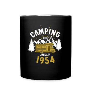 Anniversaire: Camping depuis janvier 1954 Camping-car - Mug uni - noir - Devant