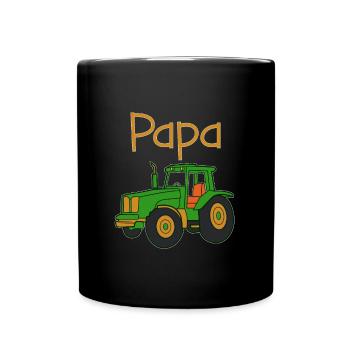 Papa Bauer Traktor Papa Sohn Partnerlook Familien - Tasse einfarbig - Schwarz - Vorne