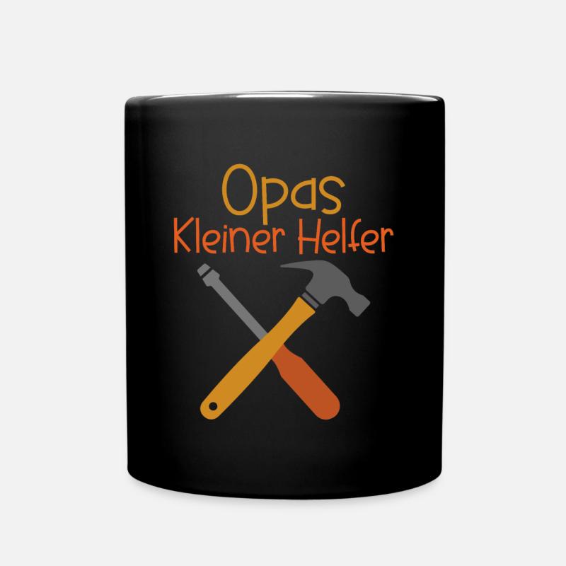 Opas kleiner Helfer Hammer Opa Enkel Partnerlook - Tasse einfarbig - Schwarz