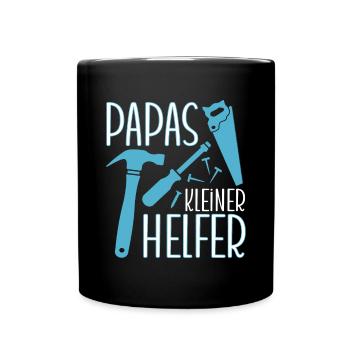 Jungen Kinder Werkstatt Papas Kleiner Helfer - Tasse einfarbig - Schwarz - Vorne