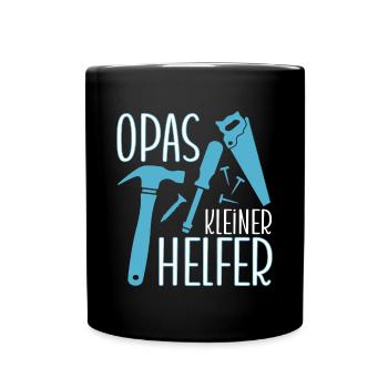 Kinder Werkzeug Opas Kleiner Helfer Jungen - Tasse einfarbig - Schwarz - Vorne