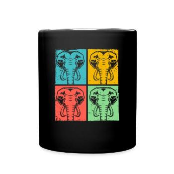 Elephant Pop Art Animal - Full Colour Mug - black - Front