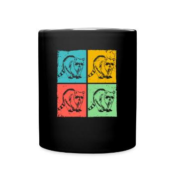 Raccoon Pop Art Animal - Full Colour Mug - black - Front