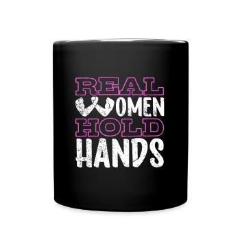 De vraies femmes se tiennent la main - bras de fer - Mug uni - noir - Devant