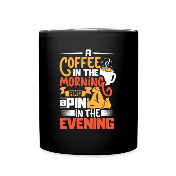 Ein Kaffee am morgen - Armdrücken - Tasse einfarbig - Schwarz - Vorne
