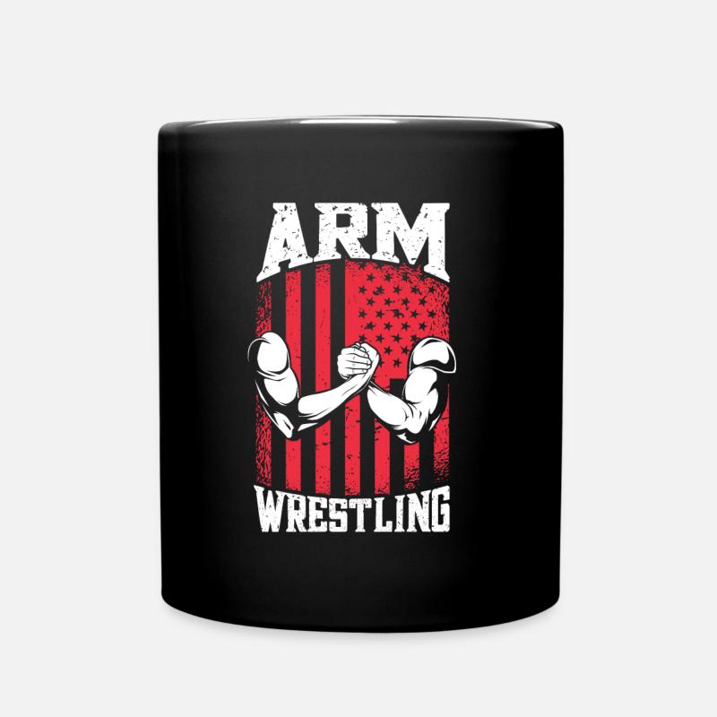 Arm Wrestling - Armdrücken - Full Colour Mug - black
