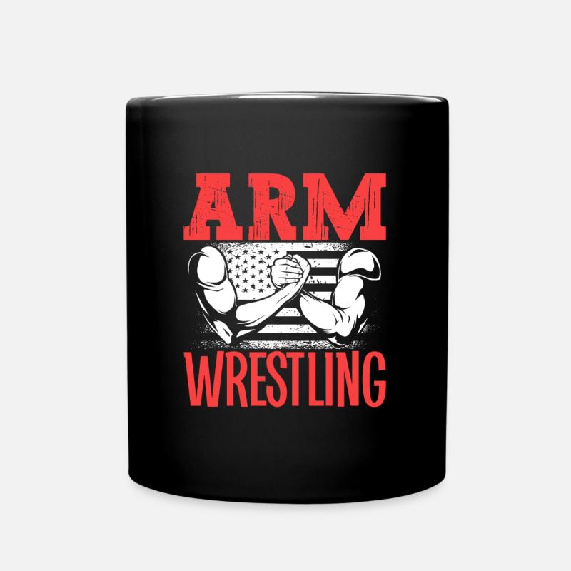 Arm Wrestling - Armdrücken - Full Colour Mug - black