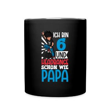Ich bin 6 - Jungen Rocker - Tasse einfarbig - Schwarz - Vorne