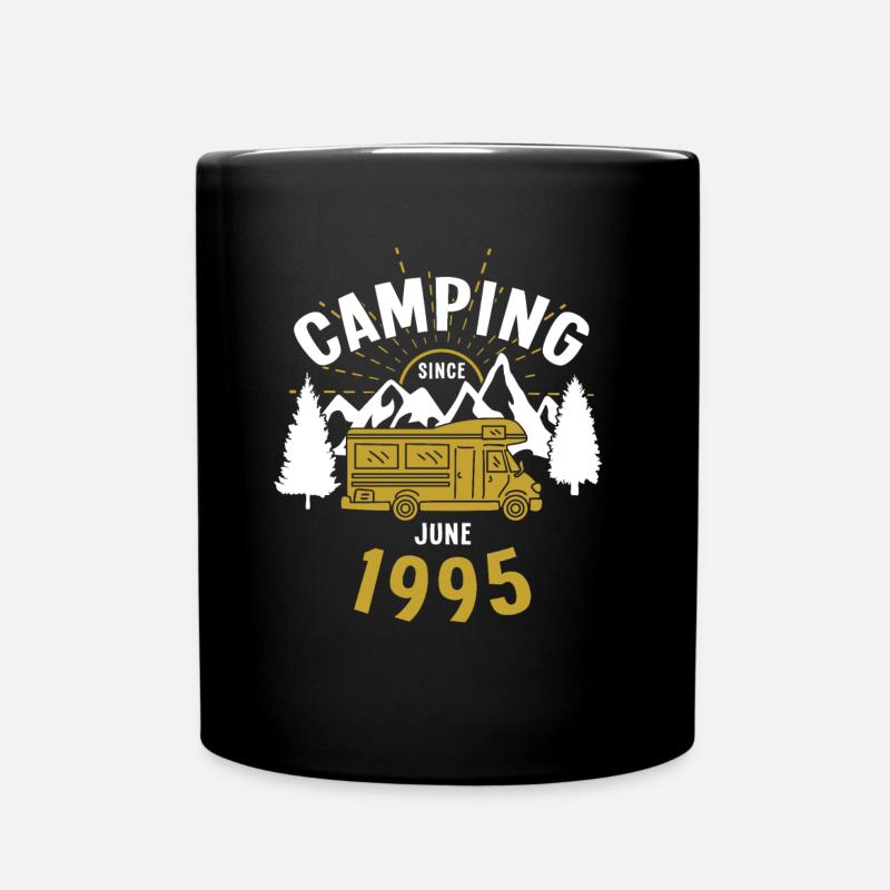 Anniversaire: Camping depuis juin 1995 Camping-car - Mug uni - noir