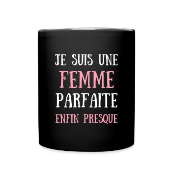 femme parfaite humour saint valentin couple cadeau - Mug uni - noir - Devant