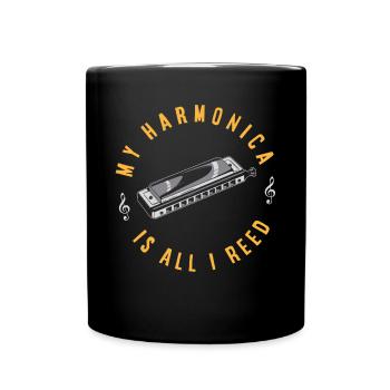 Harmonica player, Unny harmonica - Full Colour Mug - black - Front