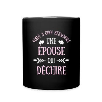 épouse qui déchire humour couple mariage femme - Mug uni - noir - Devant