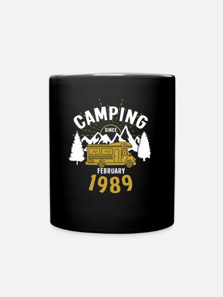 Geburtstag: Camping seit Februar 1989 Wohnmobil - Tasse einfarbig - Schwarz