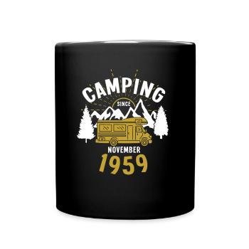 Geburtstag: Camping seit November 1959 Wohnmobil - Tasse einfarbig - Schwarz - Vorne