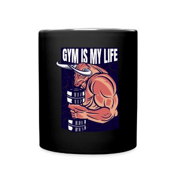 Gym is my life training bodybuilder - Full Colour Mug - black - Front
