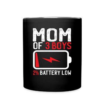 Mutter Von 3 Jungen Humor Geschenk Familie Günstig - Tasse einfarbig - Schwarz - Vorne