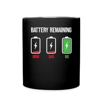 Battery remaining mom dad I full battery - Full Colour Mug - black - Front
