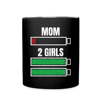 Mère de 2 filles humour famille pas cher - Mug uni - noir - Devant