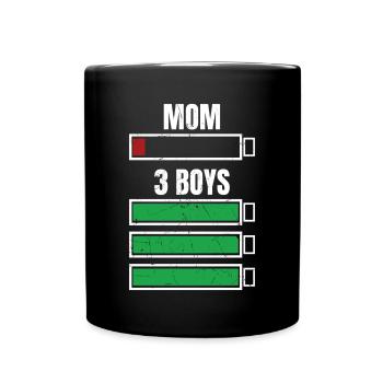 Mutter Von 3 Jungen Humor Geschenk Familie Günstig - Tasse einfarbig - Schwarz - Vorne