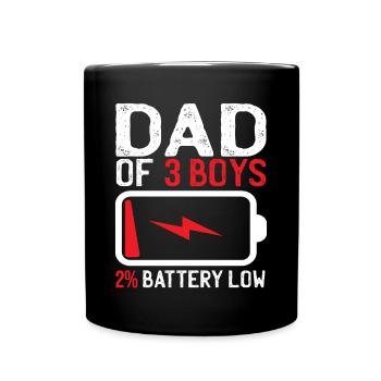 Papa Von 3 Jungs Humor Geschenk Familie Günstig - Tasse einfarbig - Schwarz - Vorne