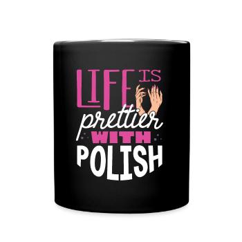 Nagelentechniker, Nagelservice, Nägel, Nagelstalon - Tasse einfarbig - Schwarz - Vorne