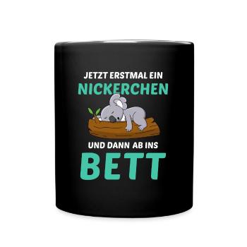 Schlafmütze Faulenzen Schlafen Pyjama Koala - Tasse einfarbig - Schwarz - Vorne