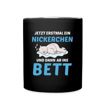 Schlafmütze Faulenzen Schlafen Pyjama Eisbär - Tasse einfarbig - Schwarz - Vorne