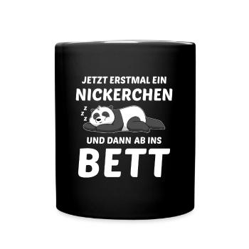 Schlafmütze Faulenzen Schlafen Pyjama Panda - Tasse einfarbig - Schwarz - Vorne