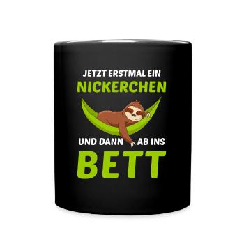 Schlafmütze Faulenzen Schlafen Pyjama Faultier - Tasse einfarbig - Schwarz - Vorne