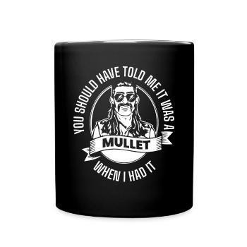 Vokuhila, Vokuhila-Frisur, Frisur, - Tasse einfarbig - Schwarz - Vorne