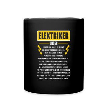 Elektriker unser - Tasse einfarbig - Schwarz - Vorne