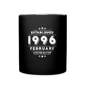 Geburtstag im Februar 1996 - February - Tasse einfarbig - Schwarz - Vorne