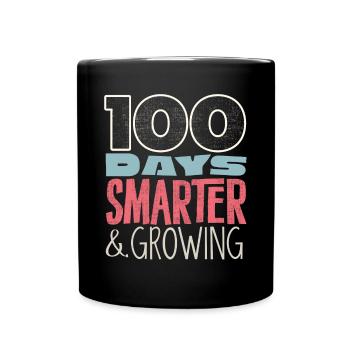 100 Tage Schule, 100 Tage Klüger, Schule - Tasse einfarbig - Schwarz - Vorne