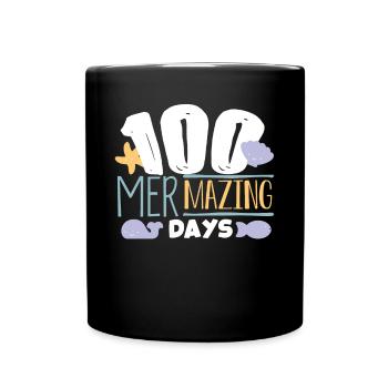 100 Tage Schule, 100 Tage Klüger, Schule - Tasse einfarbig - Schwarz - Vorne