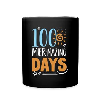 100 Tage Schule, 100 Tage Klüger, Schule - Tasse einfarbig - Schwarz - Vorne