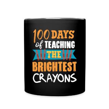 100 Tage Schule, 100 Tage Klüger, Schule - Tasse einfarbig - Schwarz - Vorne