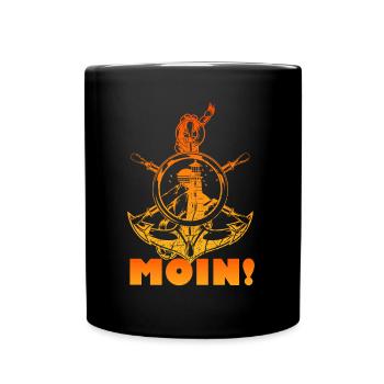 Anker Moin Retro Leuchtturm Meer Urlaub - Tasse einfarbig - Schwarz - Vorne
