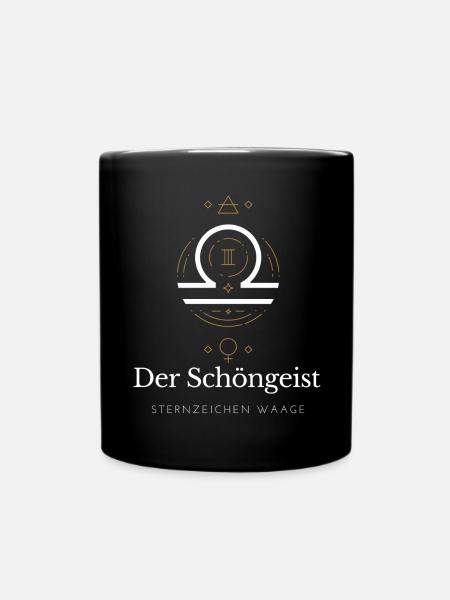 Der Schöngeist - Sternzeichen Waage - Tasse einfarbig - Schwarz