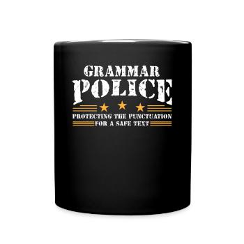 Grammatikpolizei - Englischlehrer - Tasse einfarbig - Schwarz - Vorne