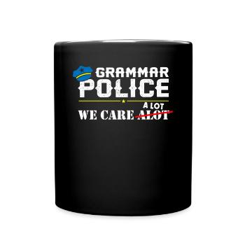 Grammatikpolizei - Englischlehrer - Tasse einfarbig - Schwarz - Vorne