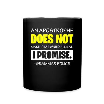 Grammatikpolizei - Englischlehrer - Tasse einfarbig - Schwarz - Vorne