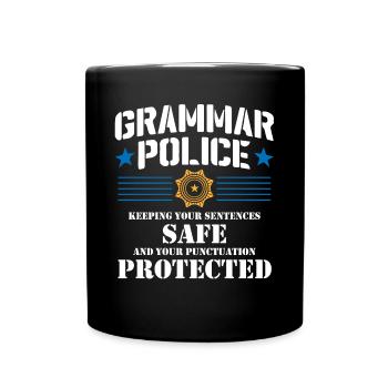 Grammatikpolizei - Englischlehrer - Tasse einfarbig - Schwarz - Vorne