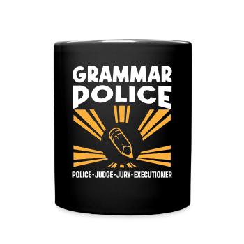 Grammatikpolizei - Englischlehrer - Tasse einfarbig - Schwarz - Vorne