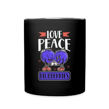 Love Peace Blueberries - Blaubeere - Tasse einfarbig - Schwarz - Vorne