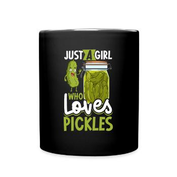 Just a girl who loves pickles - Gurken - Tasse einfarbig - Schwarz - Vorne