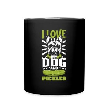 I love my dog and pickles - Gurken - Tasse einfarbig - Schwarz - Vorne