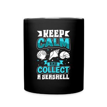 Restez calme et ramassez un coquillage - Muschelsammler - Mug uni - noir - Devant