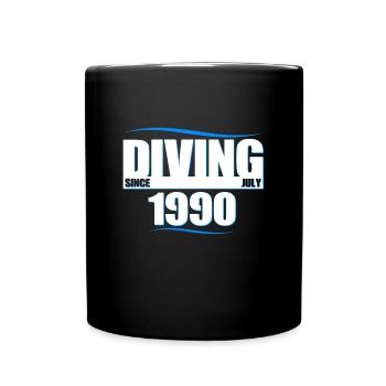 Anniversaire du plongeur - Plongée depuis juillet 1990 - Mug uni - noir - Devant